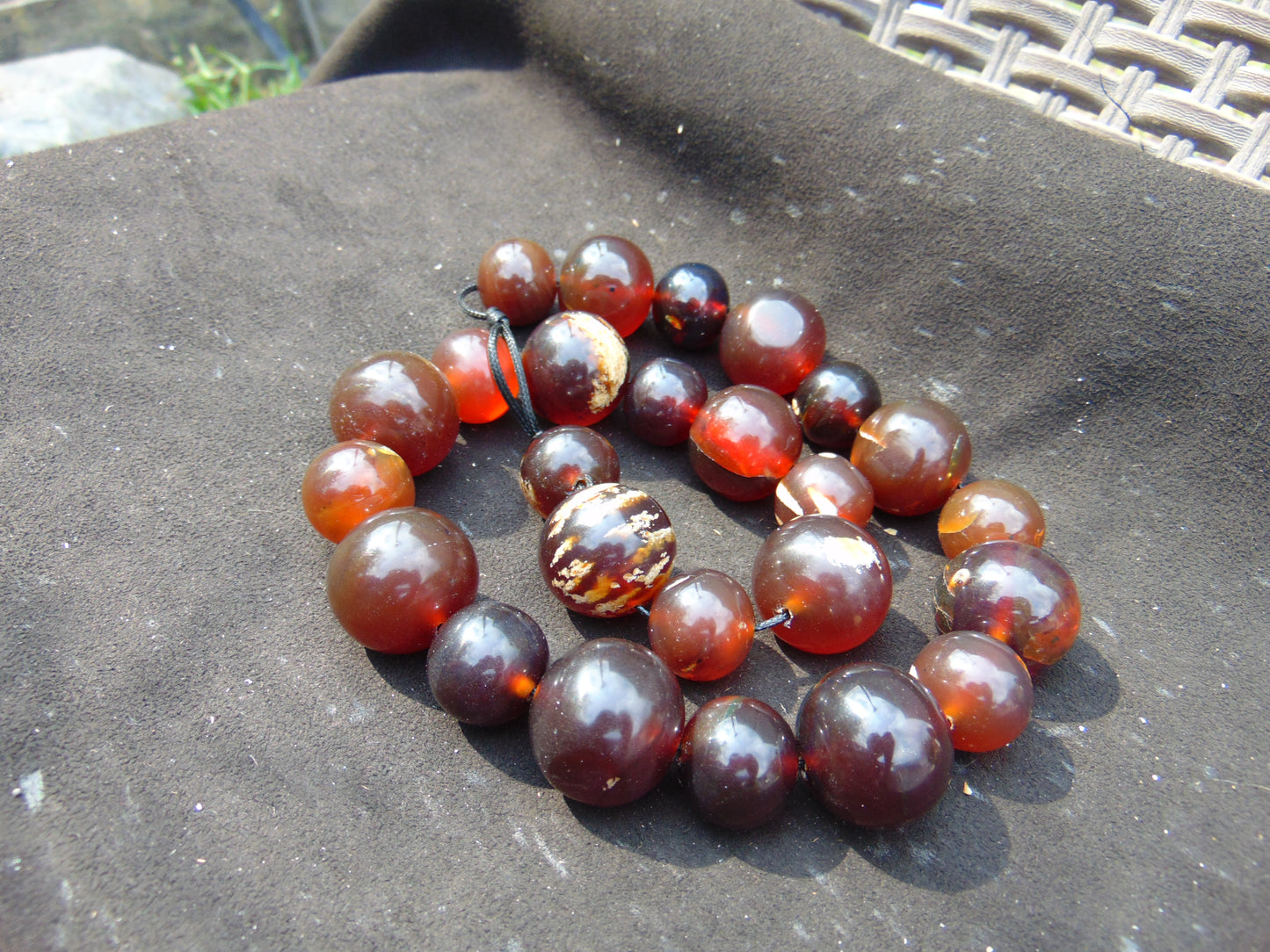 176 gr Small Beads Combination Necklace Indonesian Red Amber for Healing A25K48
