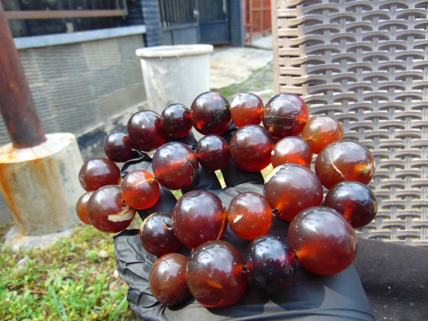 176 gr Small Beads Combination Necklace Indonesian Red Amber for Healing A25K48