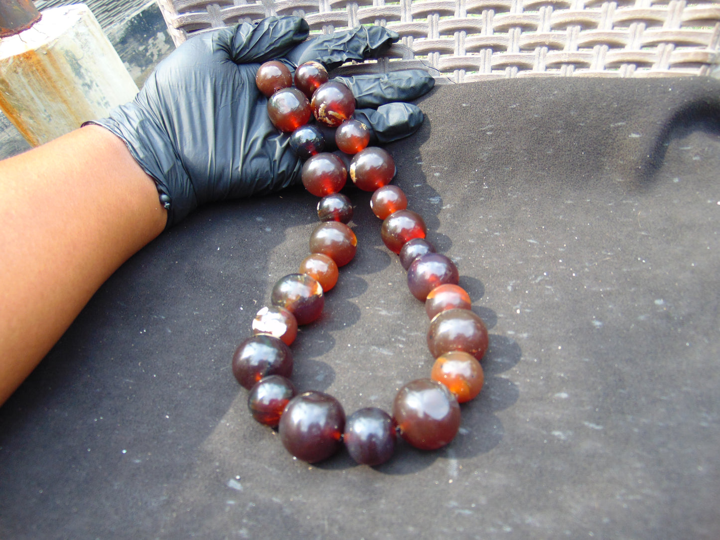 176 gr Small Beads Combination Necklace Indonesian Red Amber for Healing A25K48