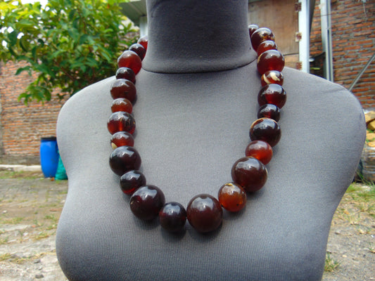 176 gr Small Beads Combination Necklace Indonesian Red Amber for Healing A25K48