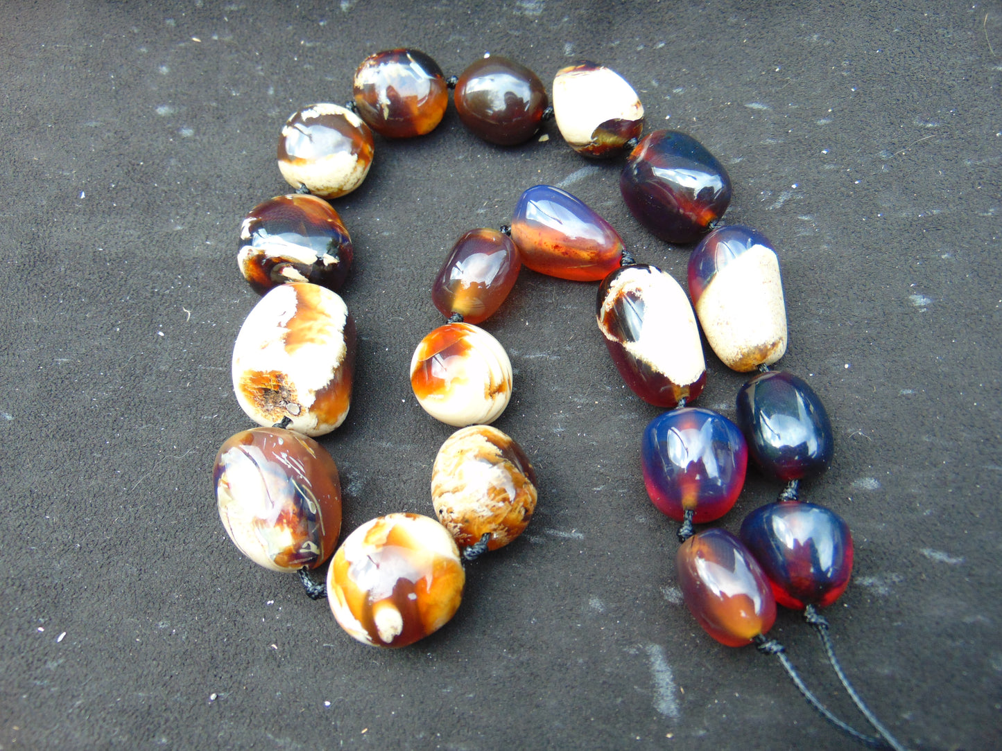 119 gr Small Beads Combination Necklace Indonesian white blue Amber for Healing A17K55