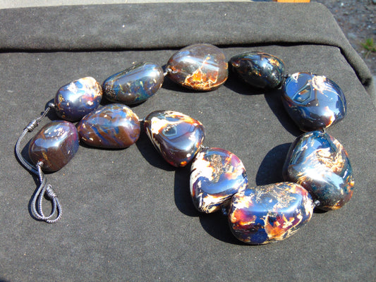 338 gram 11 Beads Big Necklace Indonesian Blue Amber for Healing A11K96
