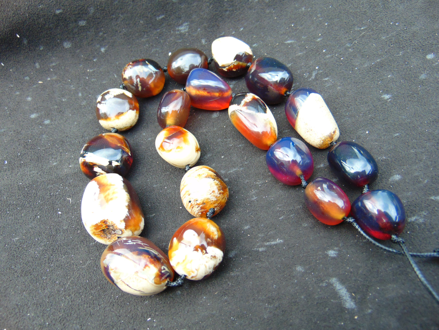 119 gr Small Beads Combination Necklace Indonesian white blue Amber for Healing A17K55