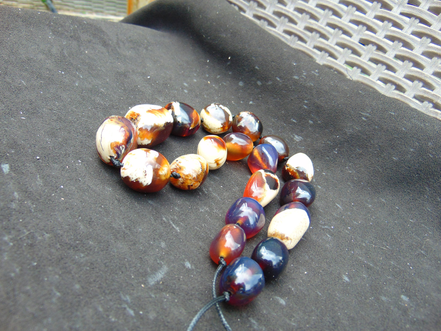 119 gr Small Beads Combination Necklace Indonesian white blue Amber for Healing A17K55