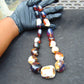 119 gr Small Beads Combination Necklace Indonesian white blue Amber for Healing A17K55