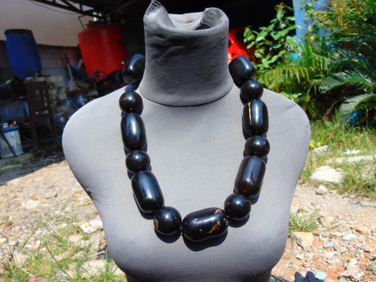 299 gram 13 Beads Big Necklace Indonesian Blue Amber for Healing NE3