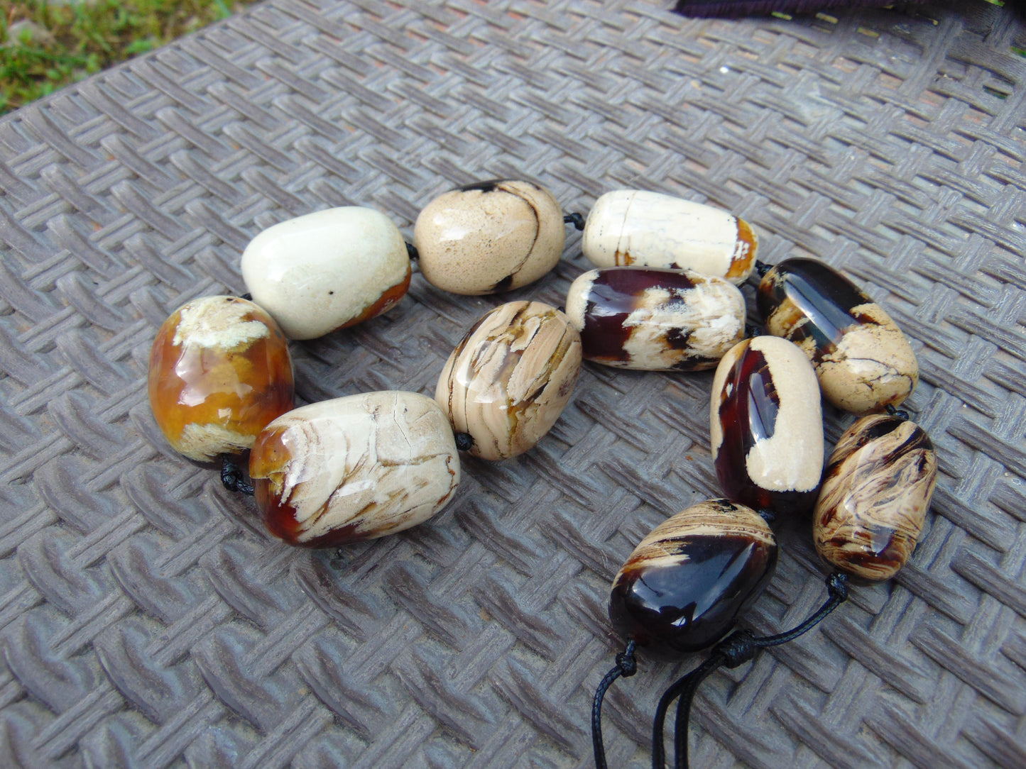 230 gram Small Beads Combination Necklace Indonesian Blue White Amber for Healing A11K34