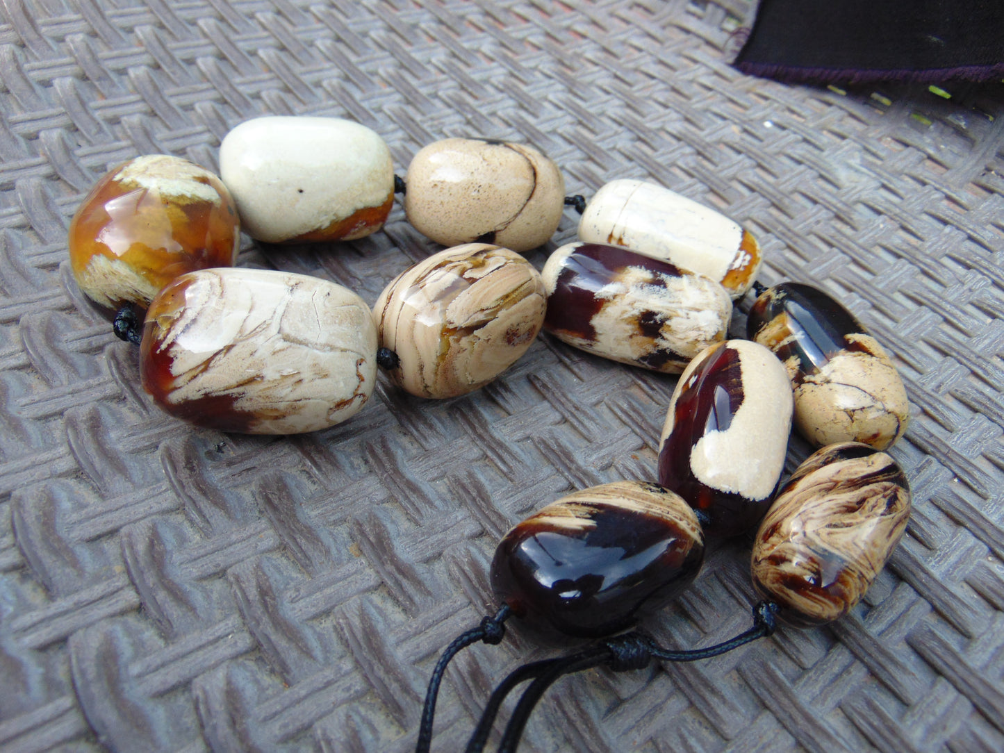 230 gram Small Beads Combination Necklace Indonesian Blue White Amber for Healing A11K34