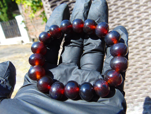 18 Gram 18 small Beads Bracelet Indonesian Blue Cherry Red Amber for Healing FR98