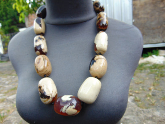 230 gram Small Beads Combination Necklace Indonesian Blue White Amber for Healing A11K34