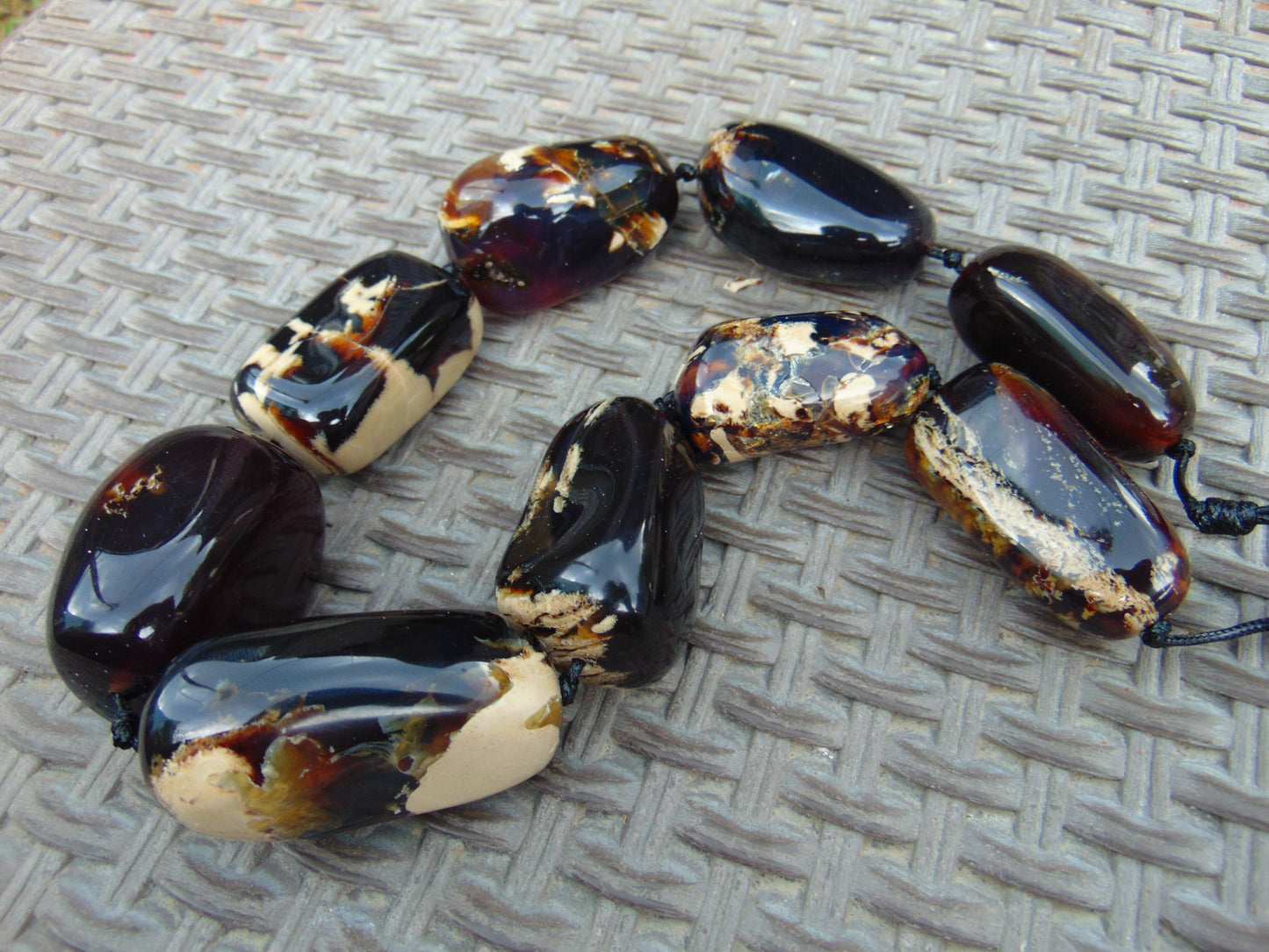 306 gr Big Necklace Indonesian Dark Blue Amber for Healing A9K68