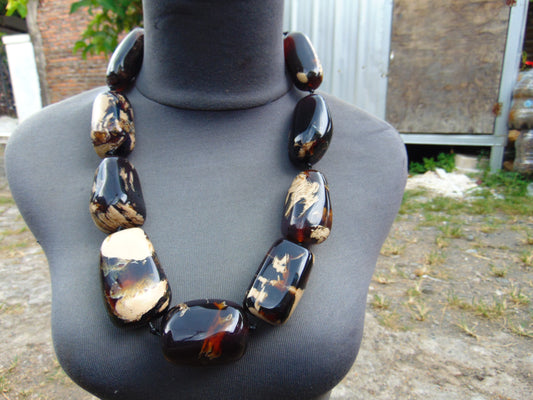 306 gr Big Necklace Indonesian Dark Blue Amber for Healing A9K68