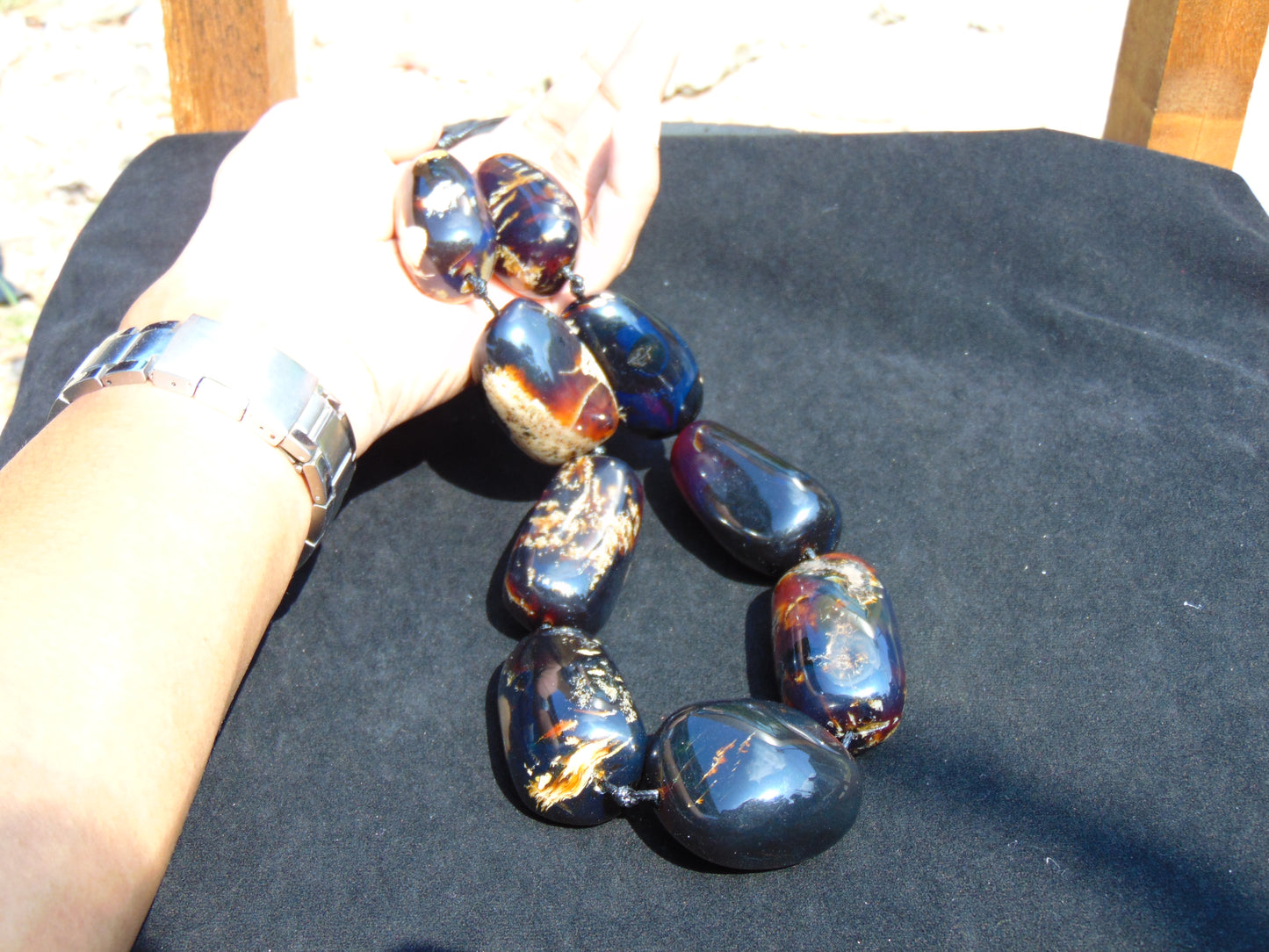 234 gram 9 Beads Big Necklace Indonesian Amber for Healing A9K12