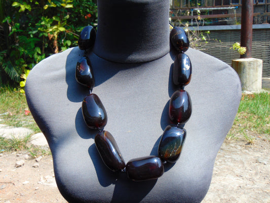 232 gram 9 Beads Big Necklace Indonesian Amber for Healing A9K16