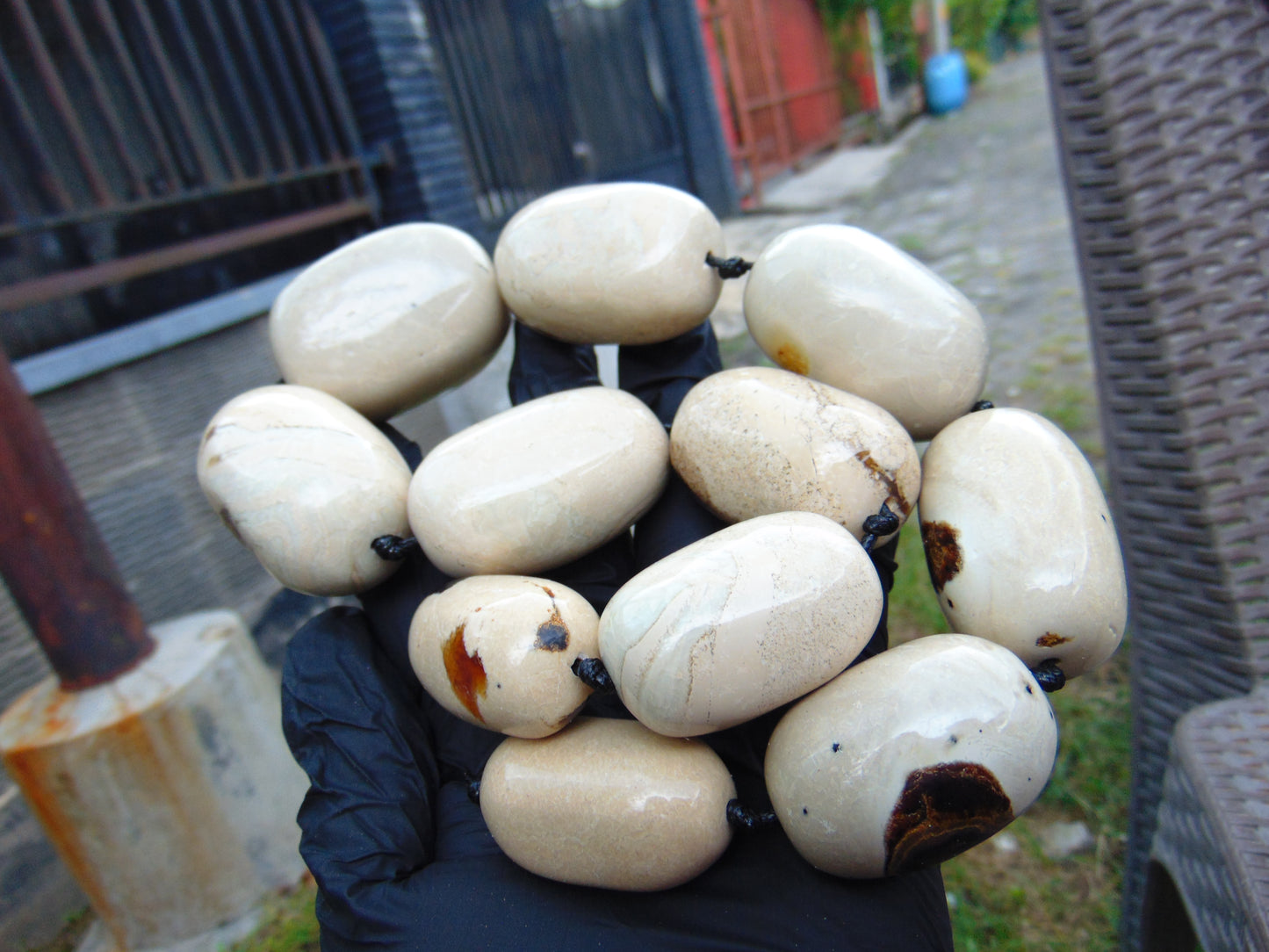 227 gram Small Beads Combination Necklace Indonesian White Amber for Healing A11K32