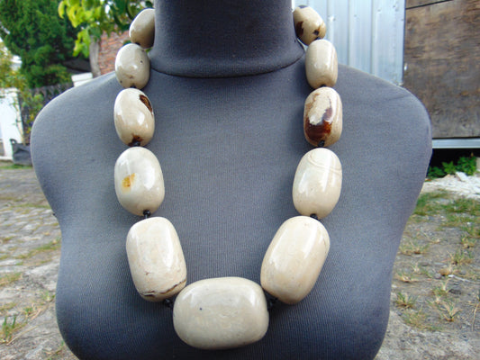 227 gram Small Beads Combination Necklace Indonesian White Amber for Healing A11K32