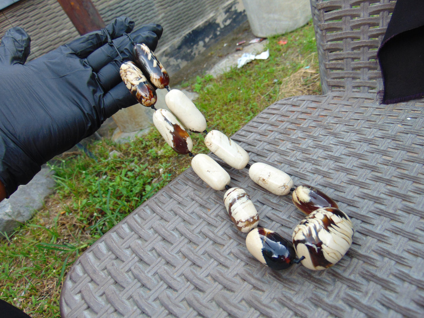 134 gr Small Beads Combination Necklace Indonesian White Amber for Healing A11K54