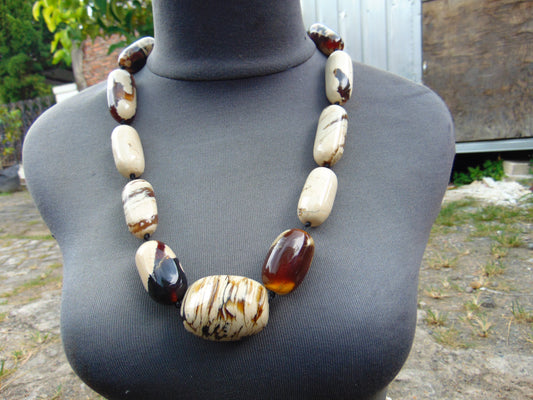 134 gr Small Beads Combination Necklace Indonesian White Amber for Healing A11K54