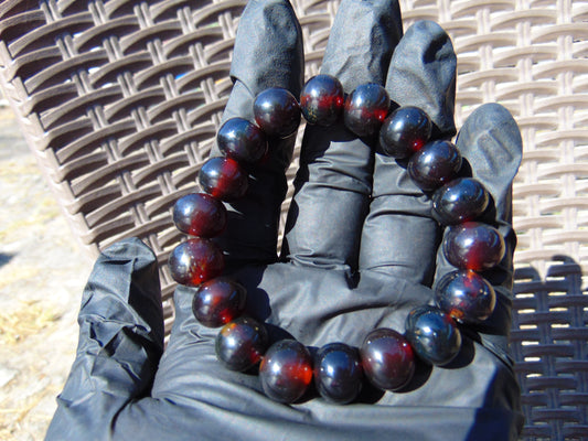 18 Gram 18 small Beads Bracelet Indonesian Cherry Red Amber 12 mm for Healing FR94