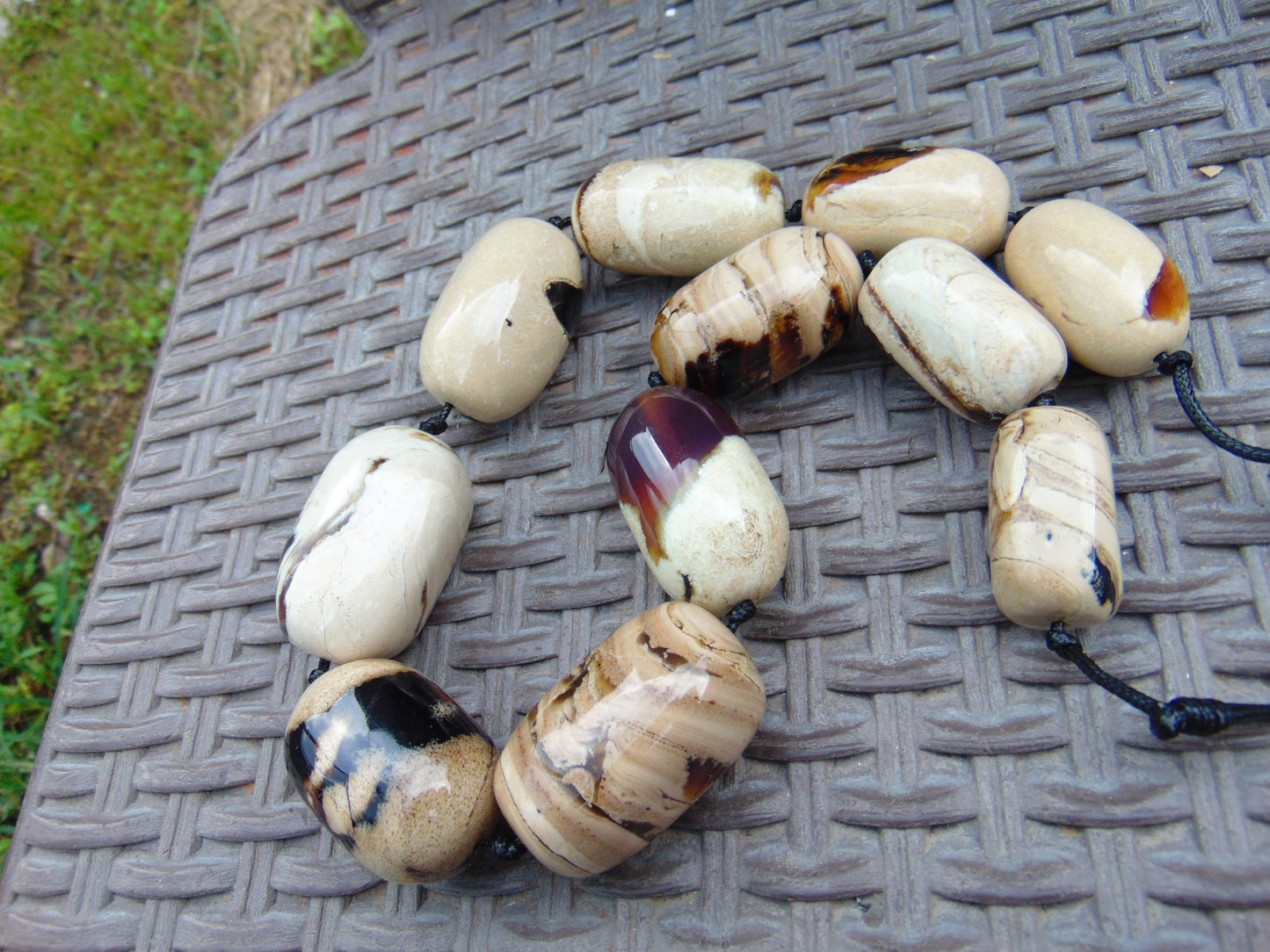230 gram Small Beads Combination Necklace Indonesian Blue White Amber for Healing A11K33