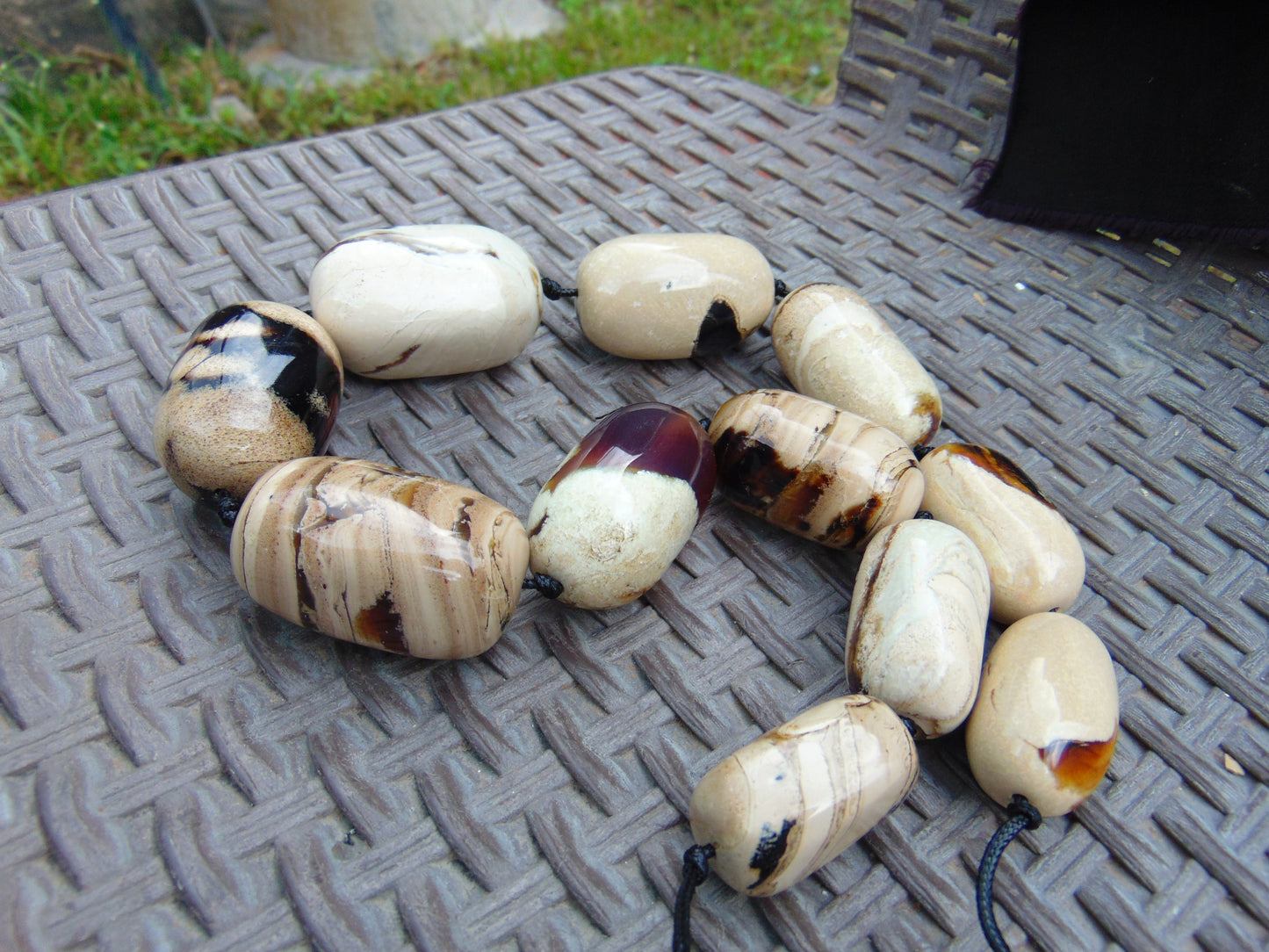 230 gram Small Beads Combination Necklace Indonesian Blue White Amber for Healing A11K33