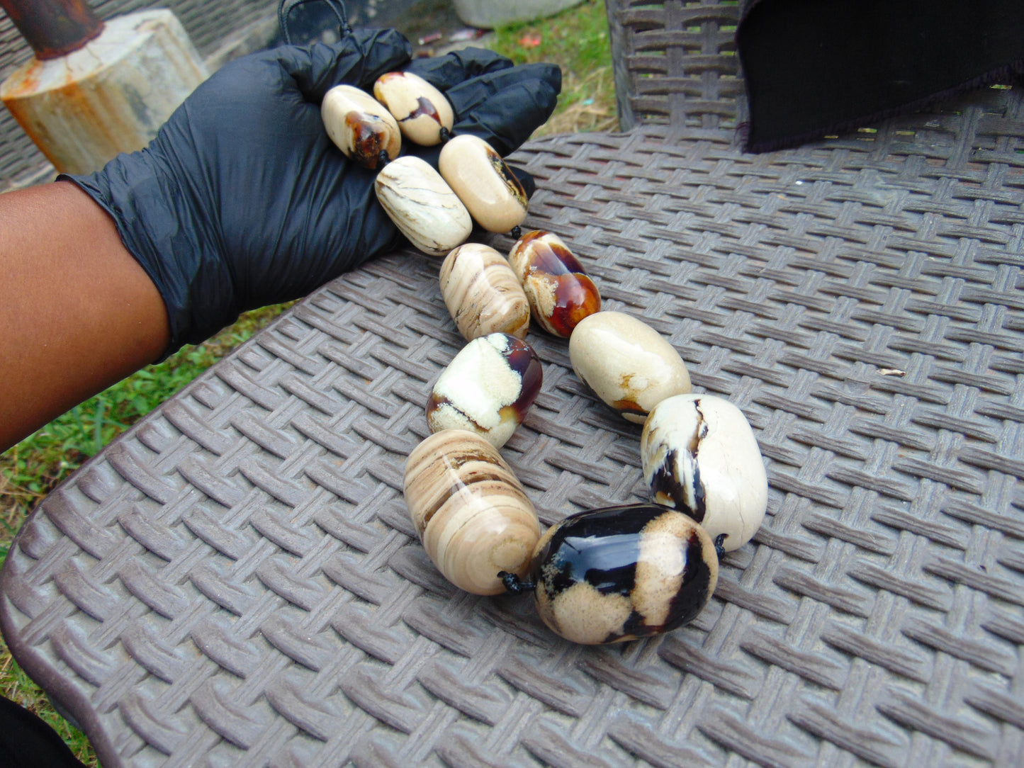 230 gram Small Beads Combination Necklace Indonesian Blue White Amber for Healing A11K33