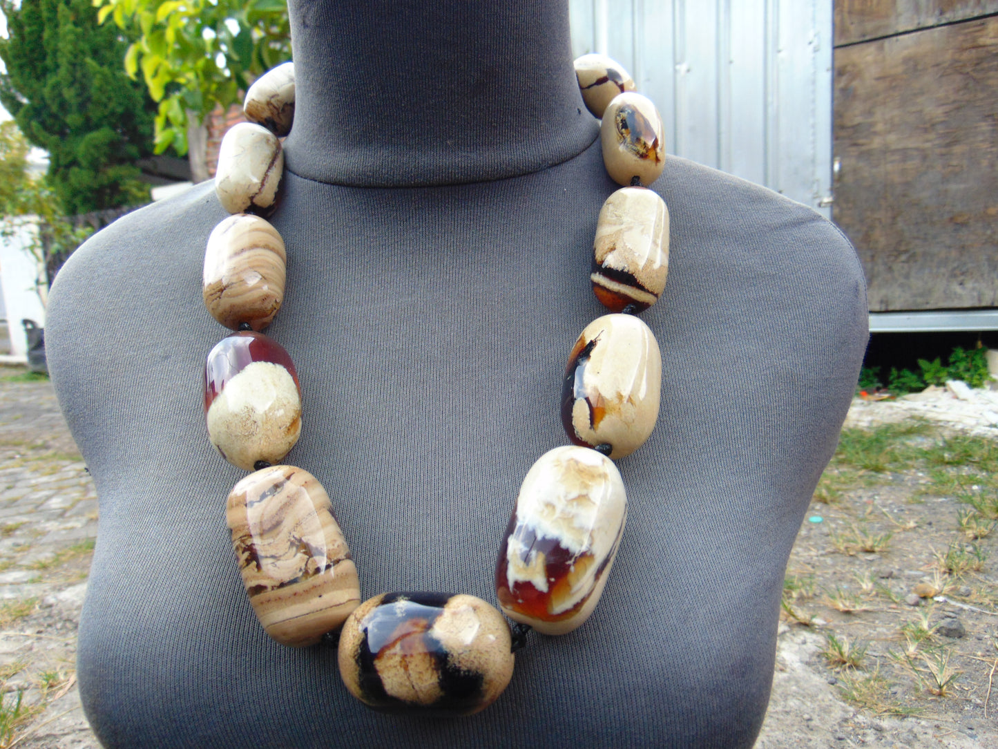 230 gram Small Beads Combination Necklace Indonesian Blue White Amber for Healing A11K33