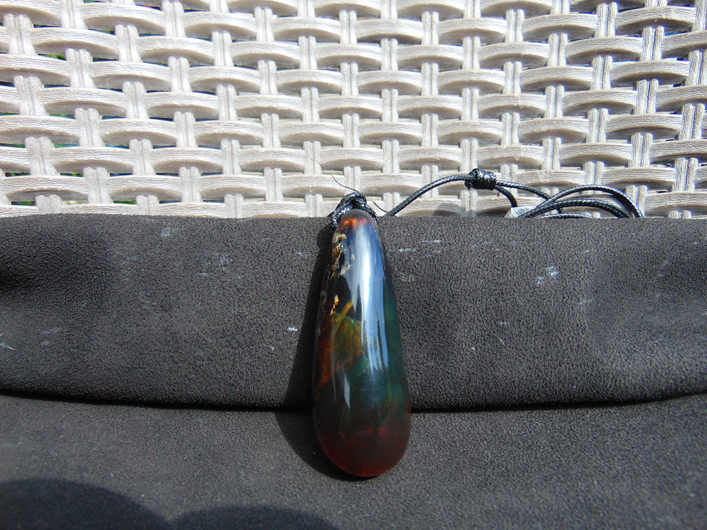 31 gr Teardrop Pendant Indonesian blue Green Amber for Healing PEN518