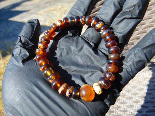12 Gram 18 small Beads Bracelet TASBIH Indonesian Yellow Red White Amber for Healing FR92