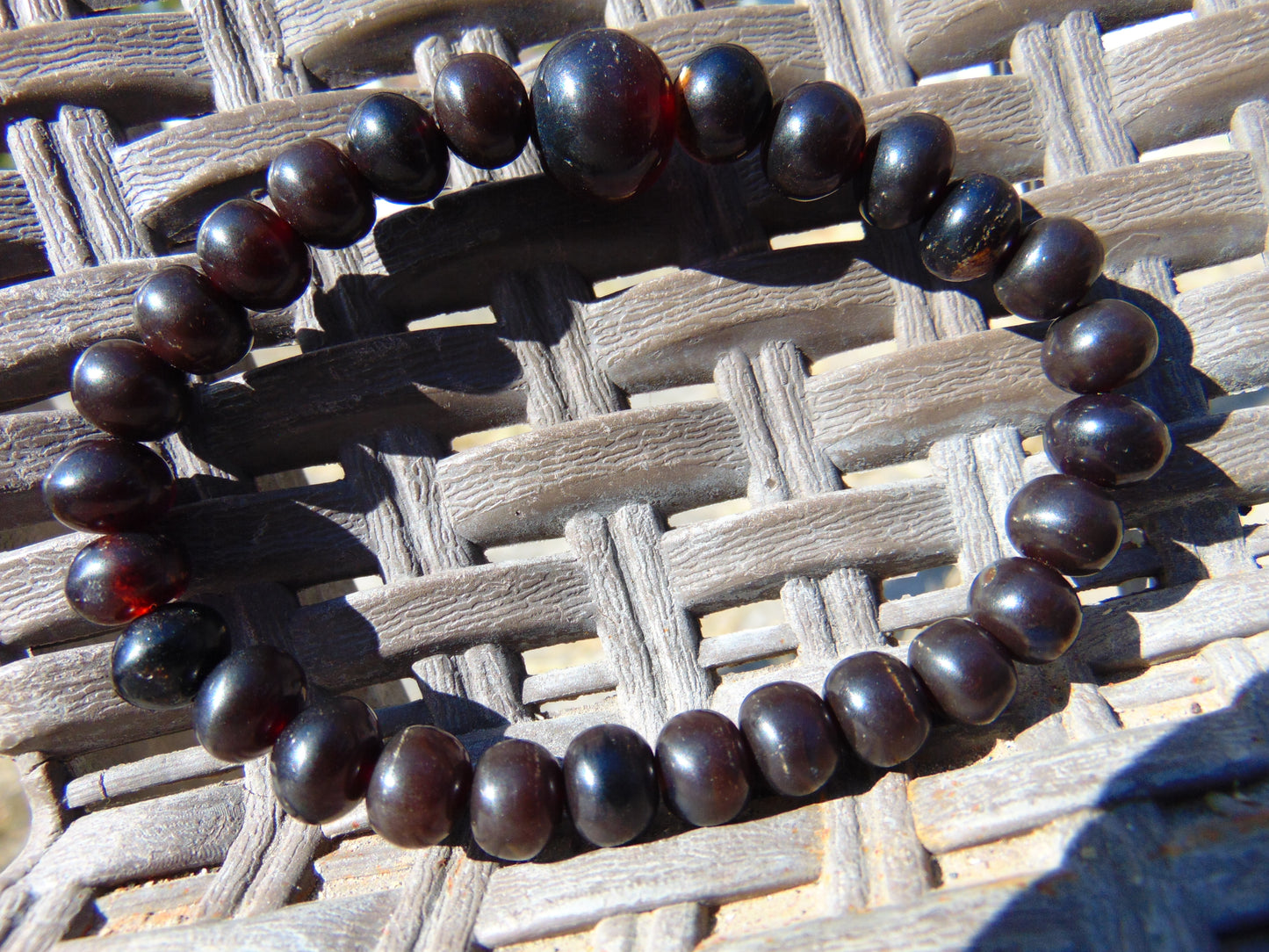9 Gram 33 small Beads Bracelet Tasbih Indonesian Dark Red Amber for Healing BT7