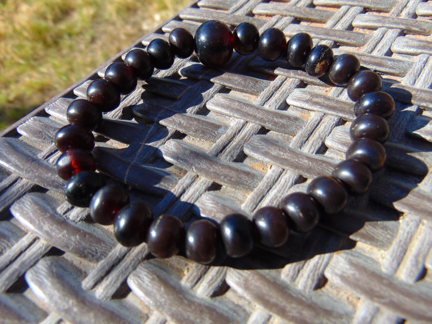 9 Gram 33 small Beads Bracelet Tasbih Indonesian Dark Red Amber for Healing BT7