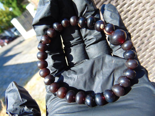 9 Gram 33 small Beads Bracelet Tasbih Indonesian Dark Red Amber for Healing BT7
