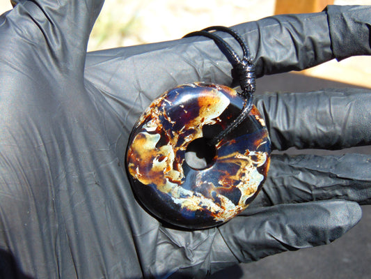 19 gr Donut Pendant Indonesian Root Blue Amber for Healing 25Y237