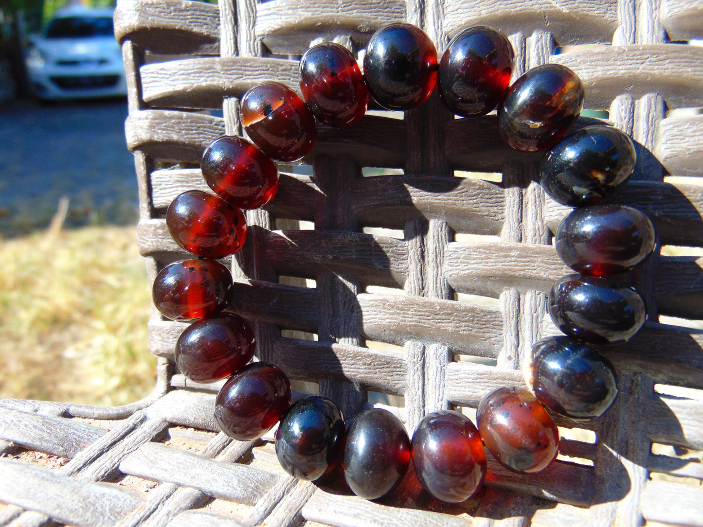 19 Gram 18 small Beads Bracelet Indonesian Cherry Red Amber 12 mm for Healing FR100