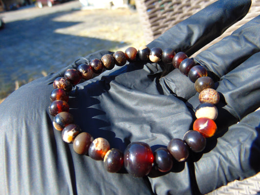 9 Gram 33 small Beads Bracelet Tasbih Indonesian Dark White Amber for Healing FR102
