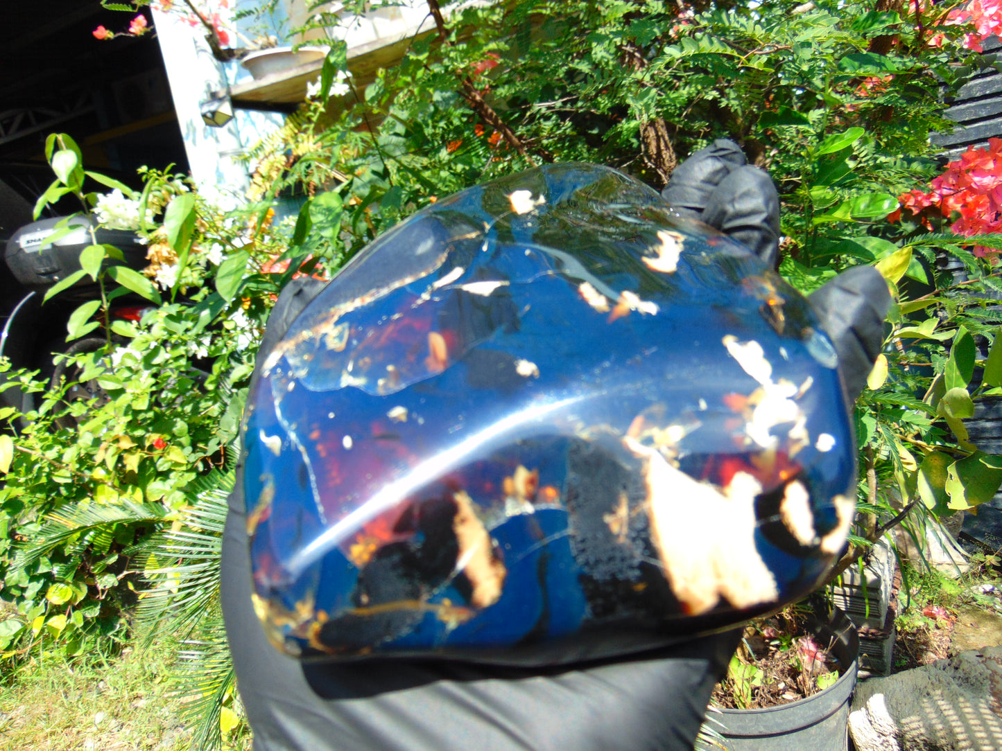 334 gram Full polished Indonesian Blue Amber for Healing ML70