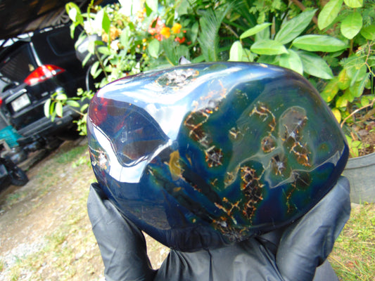 340 gram Full polished Indonesian Blue Amber for Healing AR125