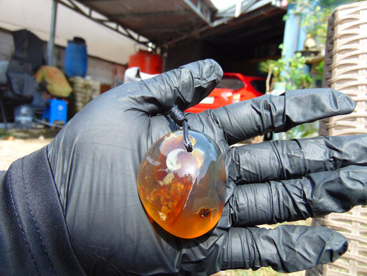 31 gram Big Pendant Indonesian Inclusion Blue Amber for Healing 25A489