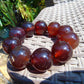 94 gram 10 Beads Mala Bracelet Indonesian Crystal Red Amber 25 mm for Healing BB10