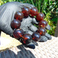 92 gram 10 Beads 25 mm Mala Bracelet Indonesian Cherry Red Blue Amber for Healing BB11