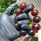 92 gram 10 Beads 25 mm Mala Bracelet Indonesian Cherry Red Blue Amber for Healing BB11