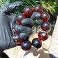 92 gram 10 Beads 25 mm Mala Bracelet Indonesian Cherry Red Blue Amber for Healing BB11