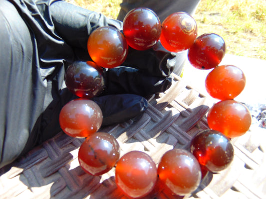 56 gram 12 Beads Mala Bracelet Indonesian Red Amber 20 mm for Healing BB4