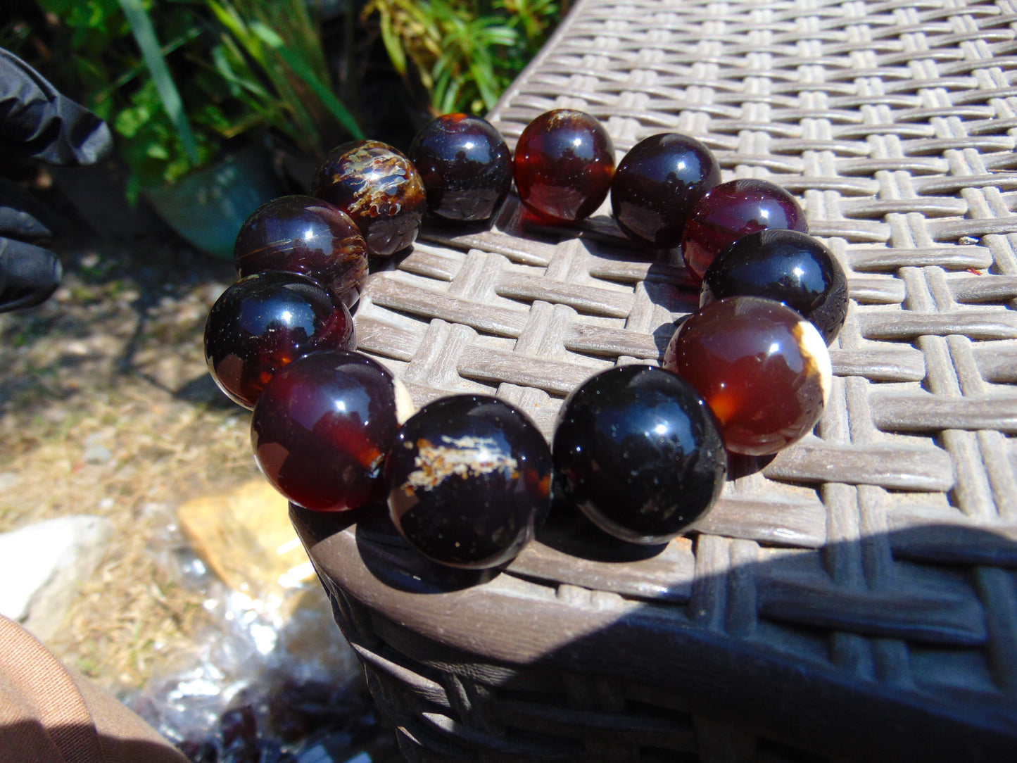 56 gram 12 Beads  Mala Bracelet Indonesian Dark Red Amber 20 mm for Healing BB9
