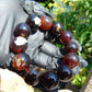 56 gram 12 Beads Mala Bracelet Indonesian Inclusion Crystal Red Amber 20 mm for Healing BB9