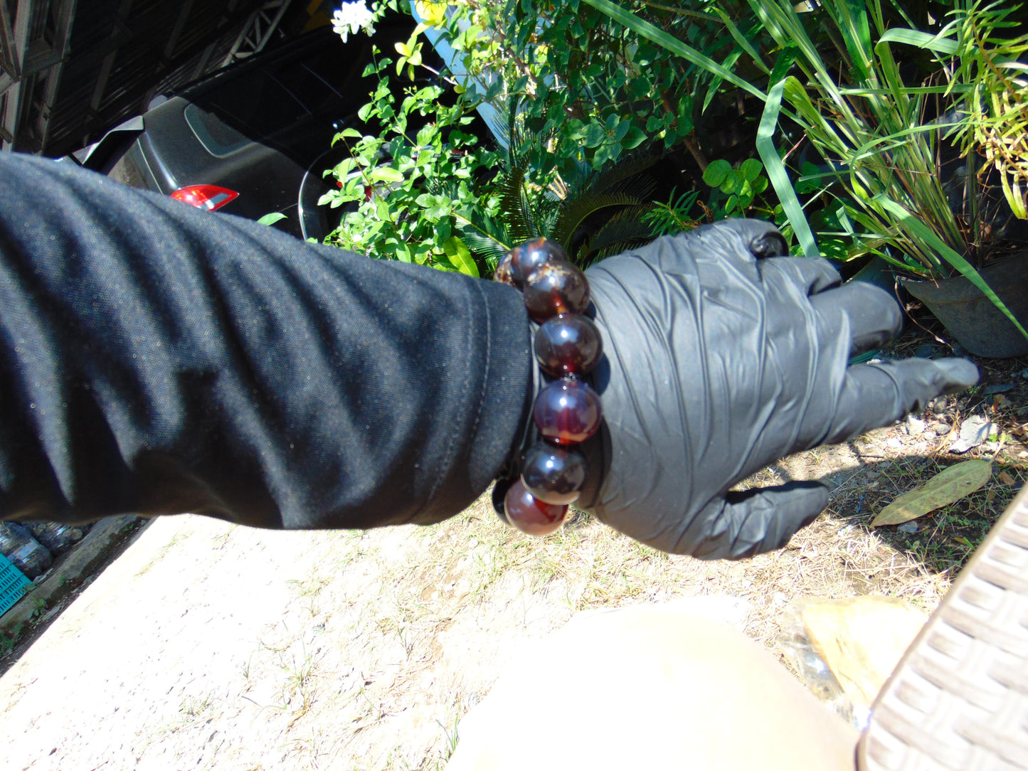56 gram 12 Beads Mala Bracelet Indonesian Inclusion Crystal Red Amber 20 mm for Healing BB9