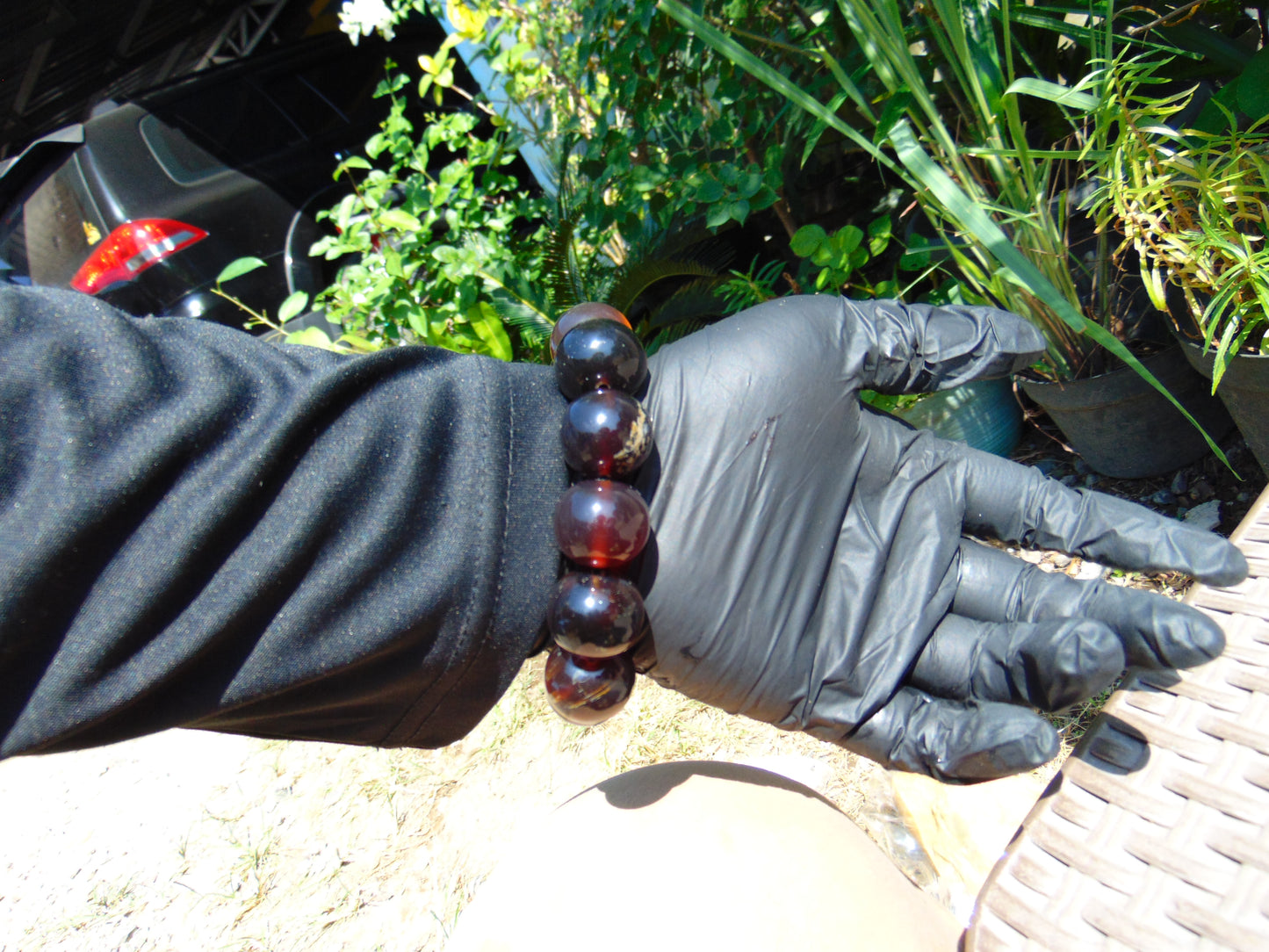 56 gram 12 Beads Mala Bracelet Indonesian Inclusion Crystal Red Amber 20 mm for Healing BB9