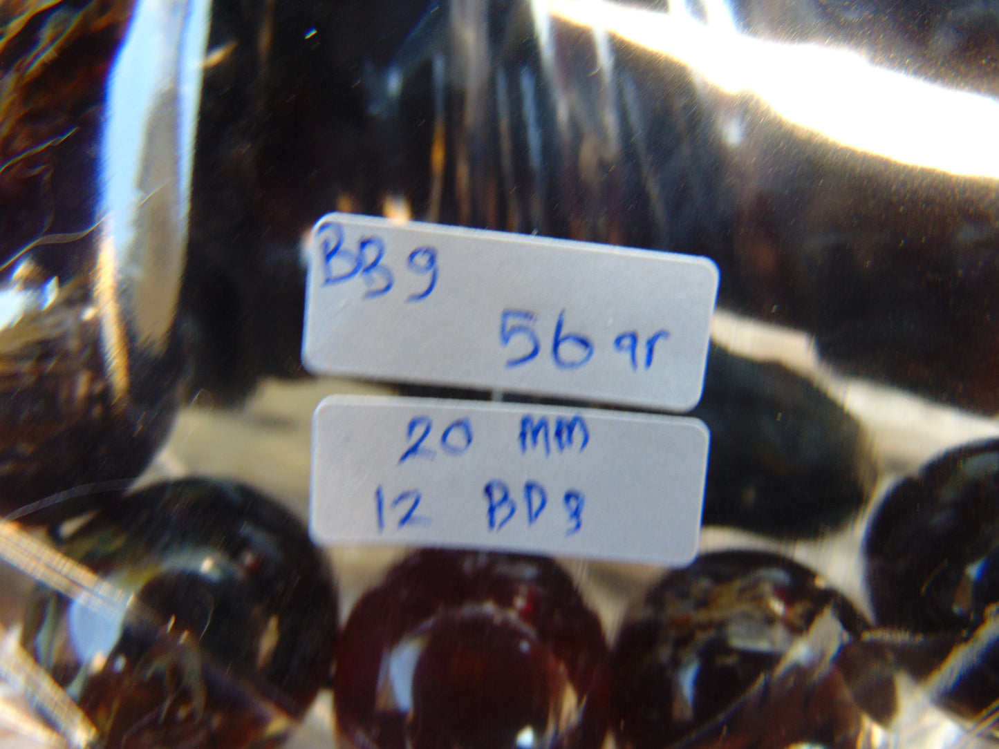 56 gram 12 Beads Mala Bracelet Indonesian Inclusion Crystal Red Amber 20 mm for Healing BB9