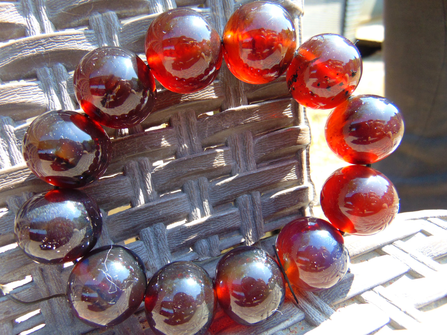 56 gram 12 Beads Mala Bracelet Indonesian Red Amber 20 mm for Healing BB8