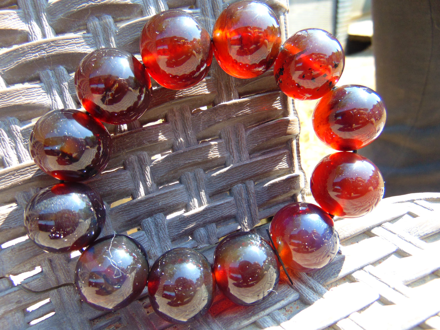 56 gram 12 Beads Mala Bracelet Indonesian Red Amber 20 mm for Healing BB8